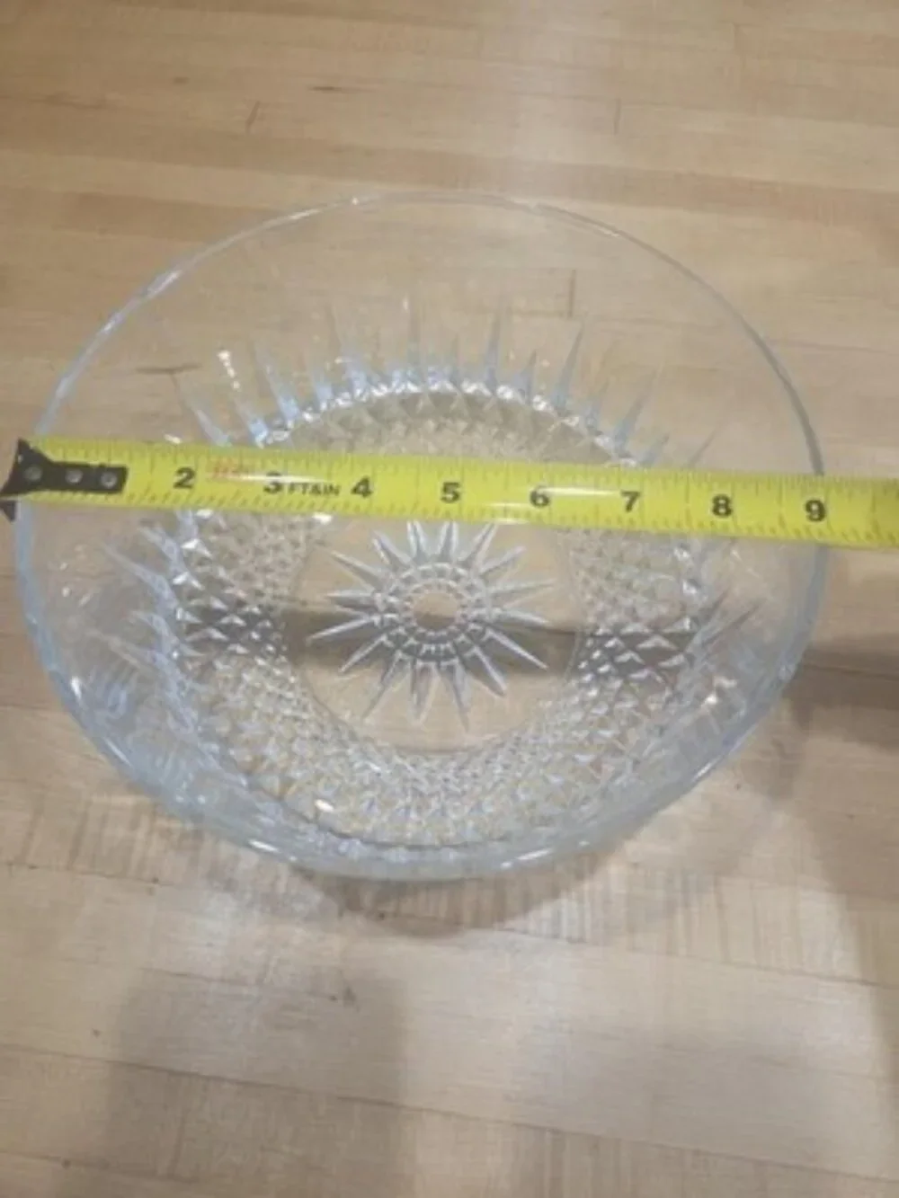 Vintage Anchor Hocking Clear Glass Bowl Diamond Point Starburst Serving Dish